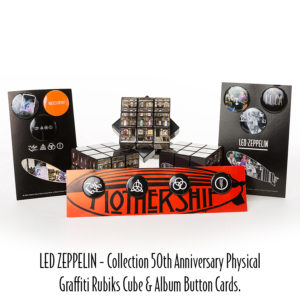 1-5 -Led Zeppelin Collection 50th Anniversary Physical Graffiti Rubiks Cube & Album Button Cards.