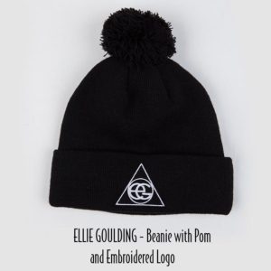 12-10 - ELLIE GOULDING - Beanie with Pom and Embroidered Logo
