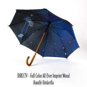 2-18 - Full Color All Over Imprint Wood Handle Umbrella